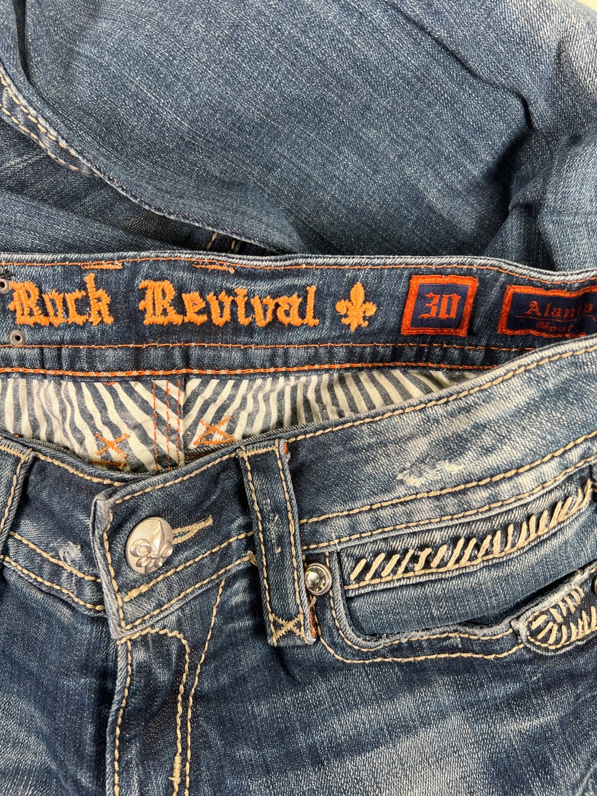Rock Revival Women’s Medium Wash Rhinestone Alanis Bootcut Denim Jeans - 30
