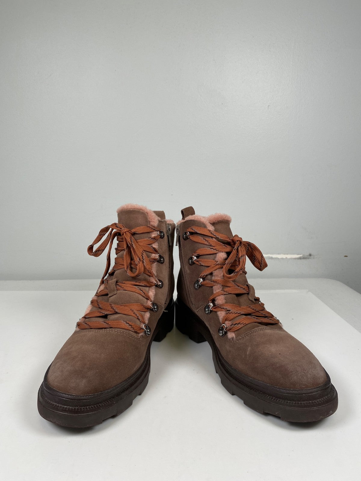 Naturalizer Women’s Brown/Pink Suede Julian Combat Boots - 9.5