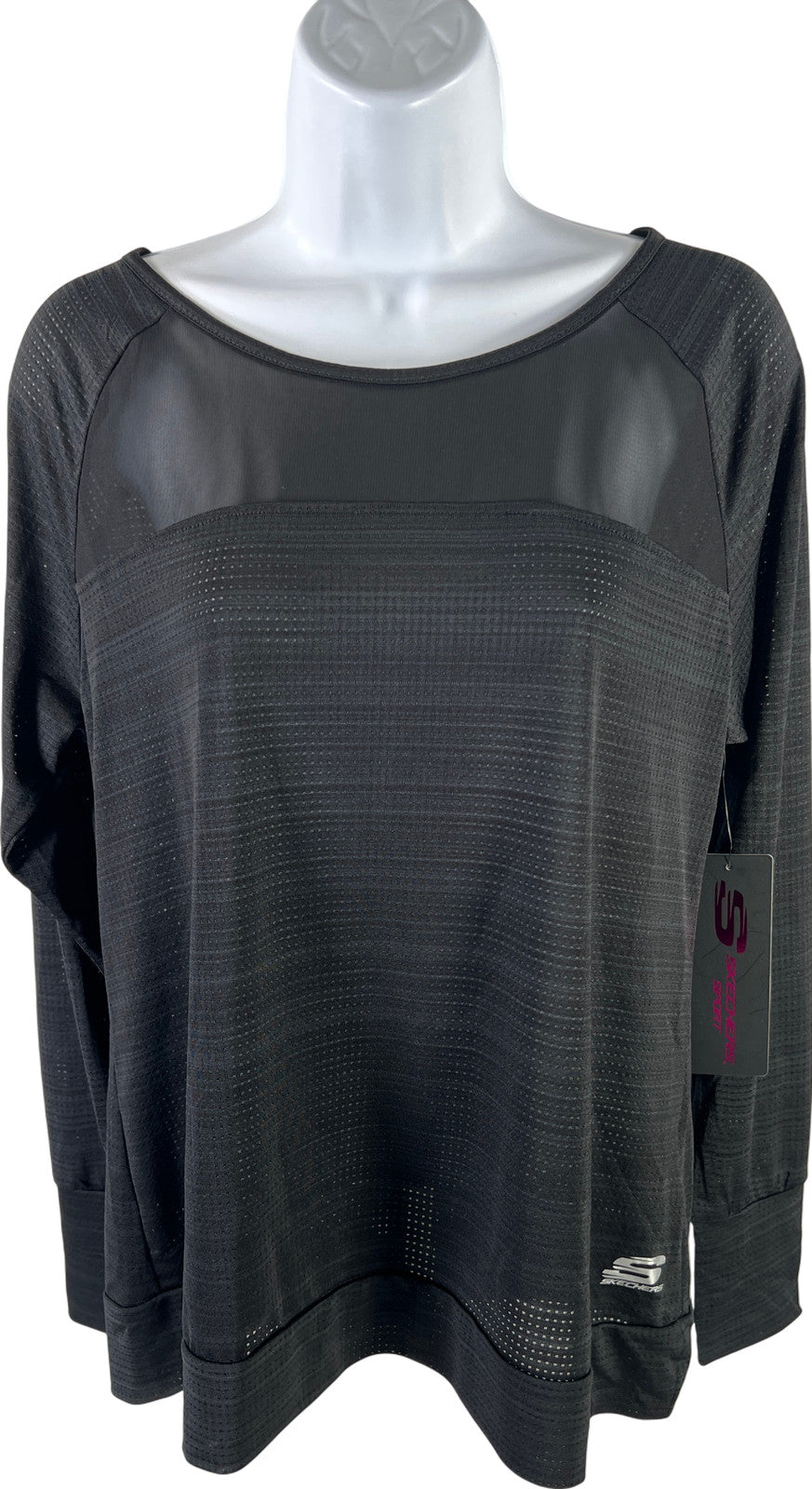 Skechers Sport Women’s Black Mesh Open Back Long Sleeve Athletic Shirt - XL