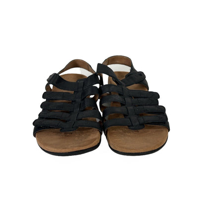 Vionic Women's Black Leather Strappy Open Toe Sandals - 7.5