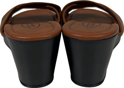 Talbots Women’s Brown Leather Slip On Wedge Sandals - 9.5