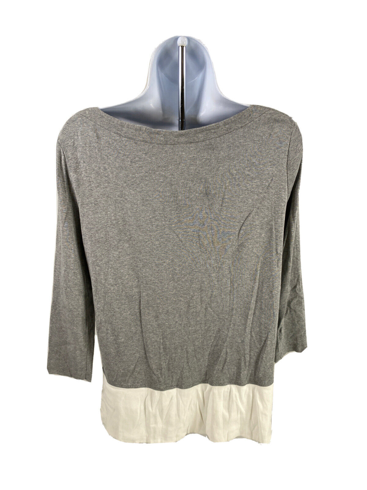 LOFT Women's Gray/White Layered Long Sleeve T-Shirt - M