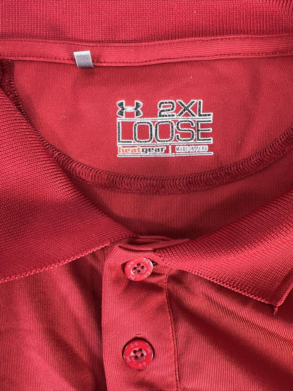Under Armour Men's Red Short Sleeve HeatGear Polo Shirt - 2XL