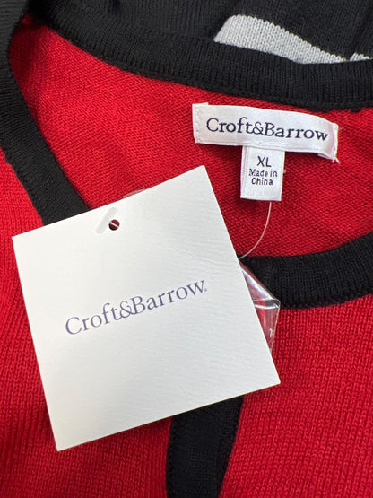 Croft and Barrow Women’s Red/Black Long Sleeve Button Up Cardigan Sweater - XL