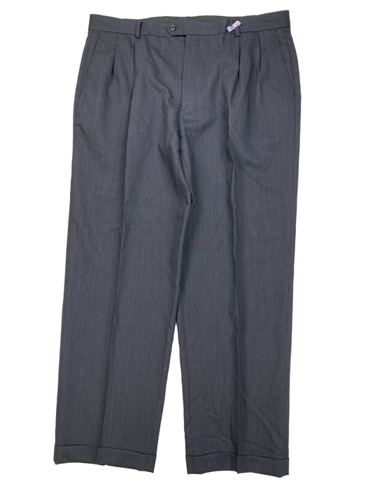 Joseph and Feiss Men's Black 100% Wool Pleated Dress Pants - 40x31