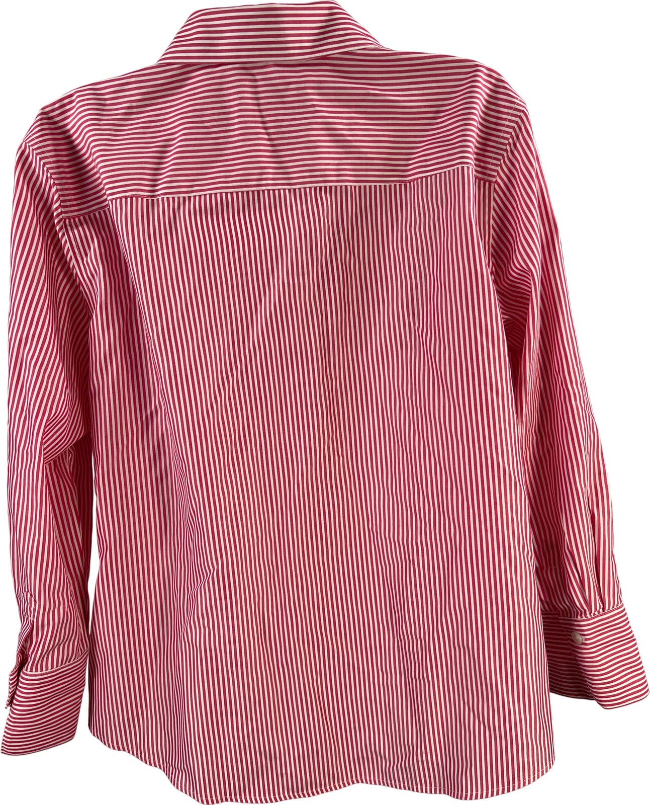 Chico’s Women’s Red/White Striped No-Iron 3/4 Sleeve Button Up Shirt - 2/US L