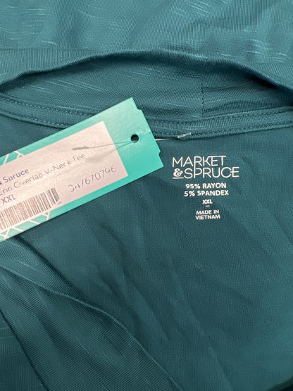 Market and Sprunce Women’s Green Short Sleeve V-Neck T-Shirt - XXL