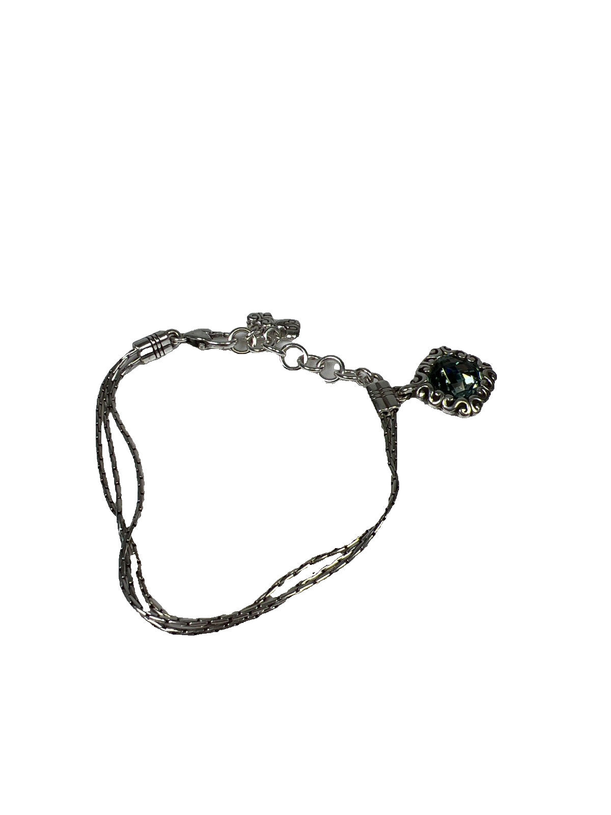 Brighton Silver Plated Danube Blue Three Chain Adjustable Bracelet