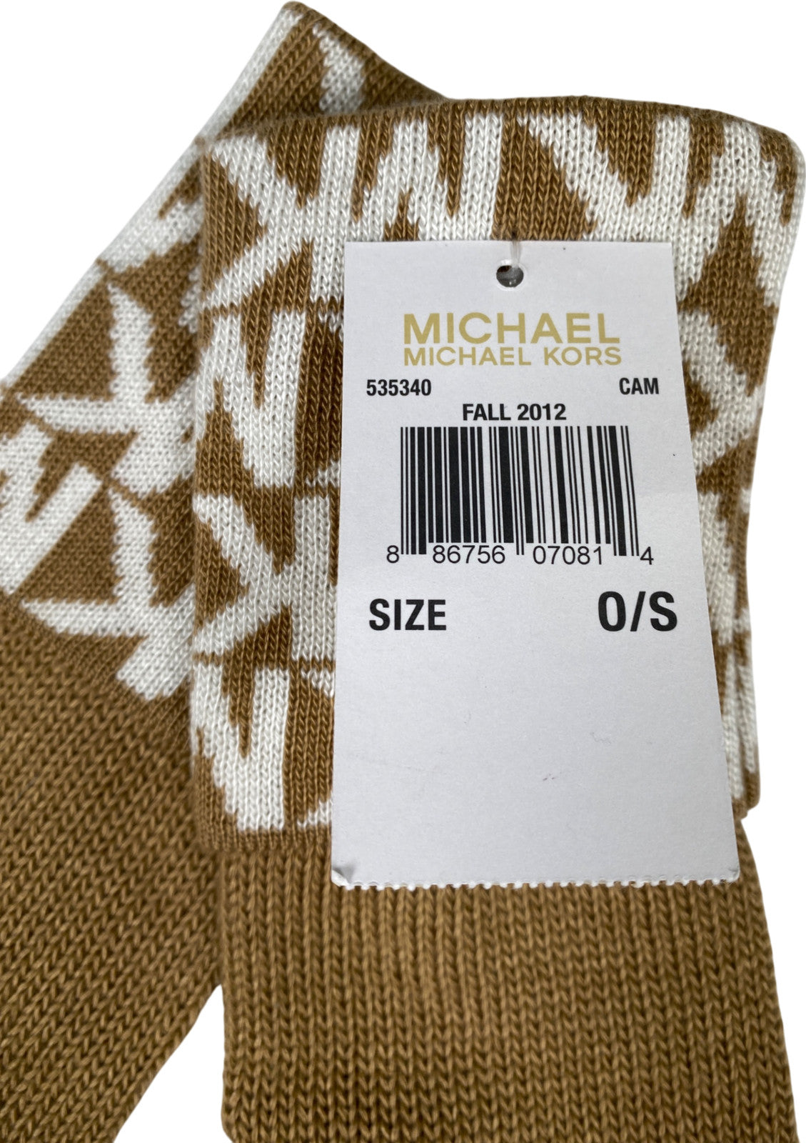 Michael Kors Women’s Brown Logo Cuffed Knit Gloves - One Size