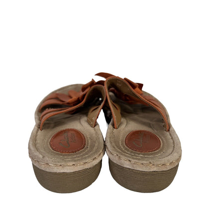 Clarks Artisan Women's Orange Leather Strappy Platform Sandals - 8.5