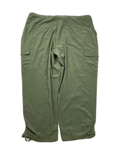 Chico's Women's Dark Green Drawstring Cargo Capri Pants - Petite 2/US 12P