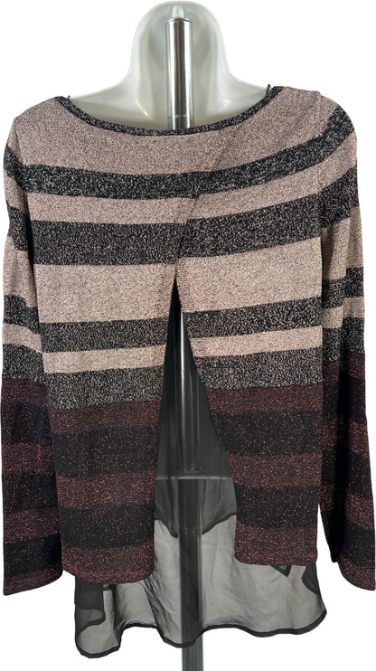 White House Black Market Women’s Black Metallic Sheer Trim Sweater - XS