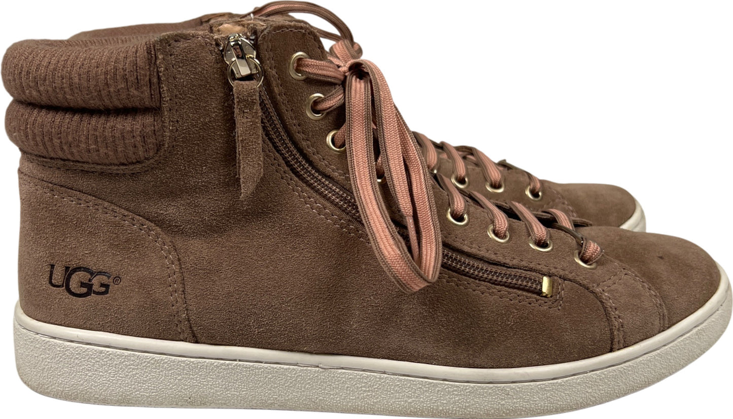 UGG Women’s Tan Brown Suede Tan Zipper Olive High Top Sneakers - 10