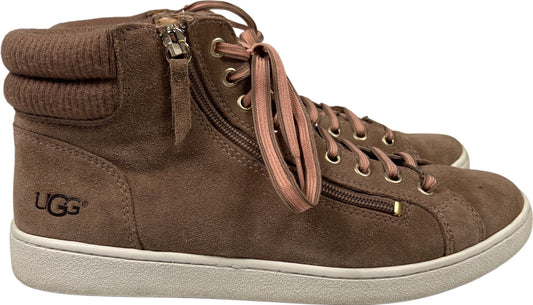 UGG Women’s Tan Brown Suede Tan Zipper Olive High Top Sneakers - 10