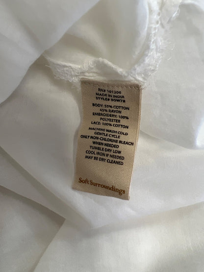 Soft Surroundings Women’s White Pleated Button Up Blouse - Petite S