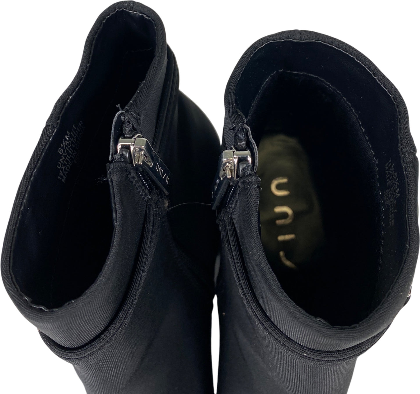 Unisa Women’s Black Textile Violet Side Zip Heeled Boots - 6.5