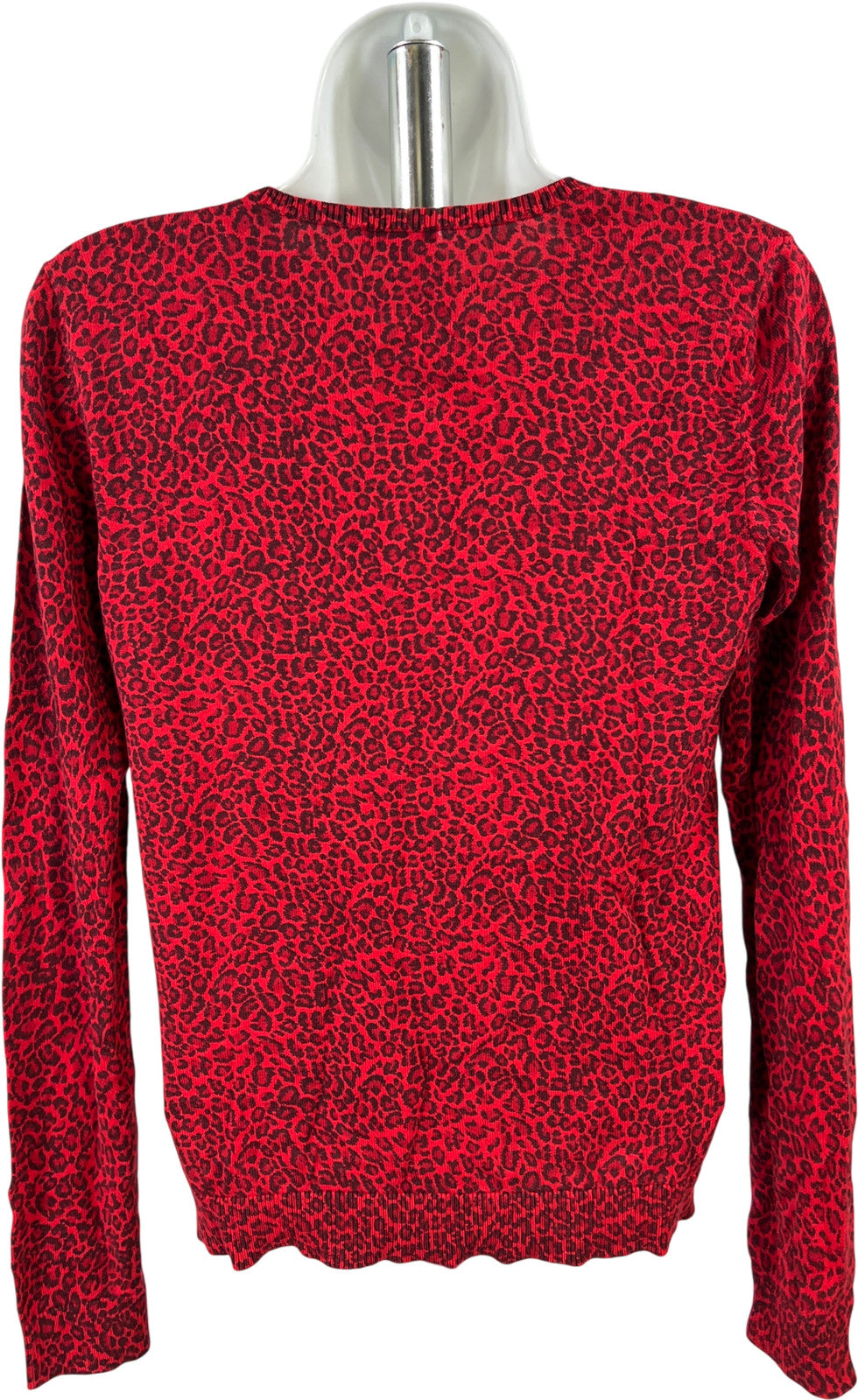 Ann Taylor Women’s Red Animal Print Button Up Cardigan - M