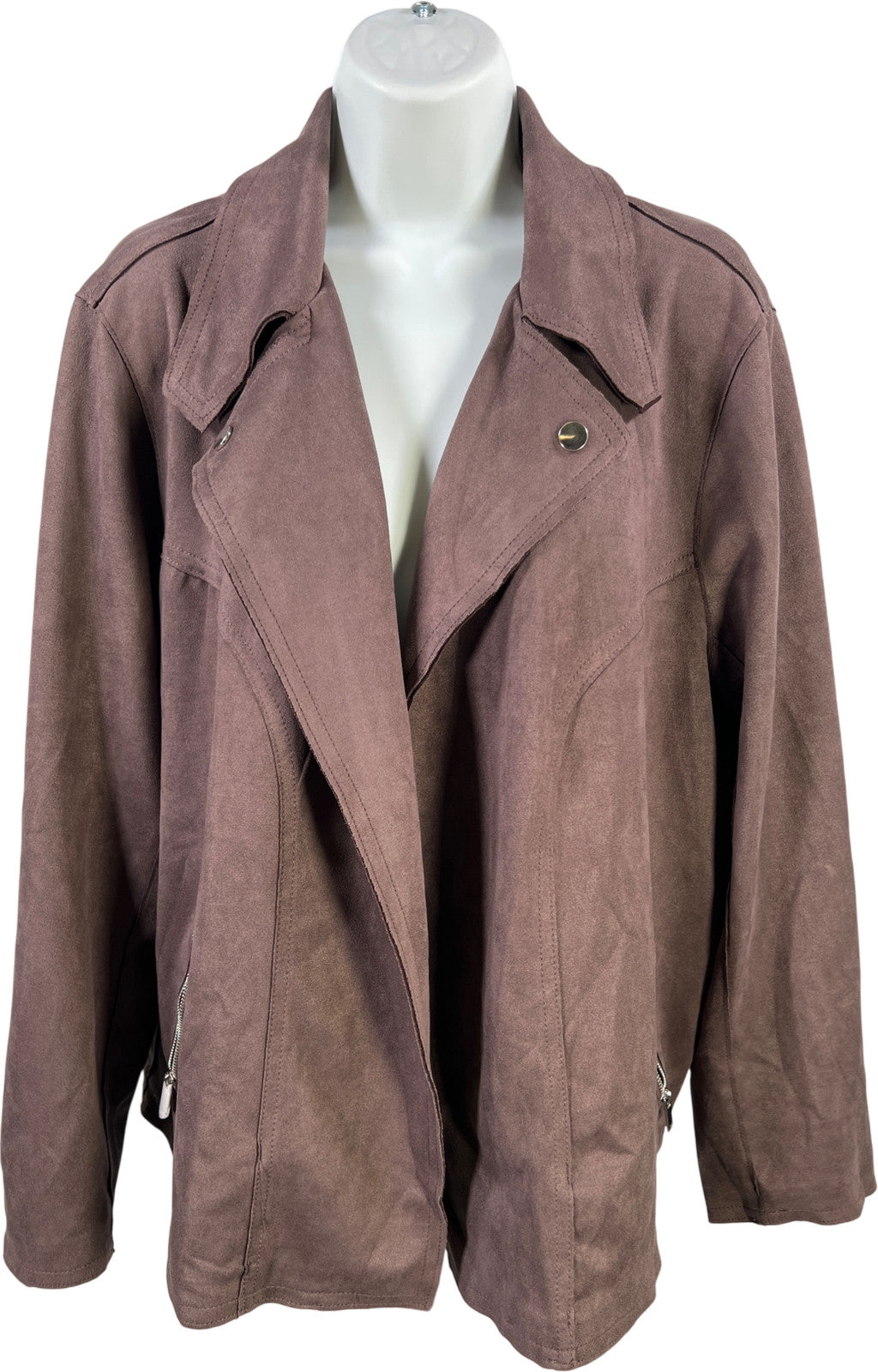 Philosophy Women’s Purple Faux Suede Open Front Jacket - Plus 2X