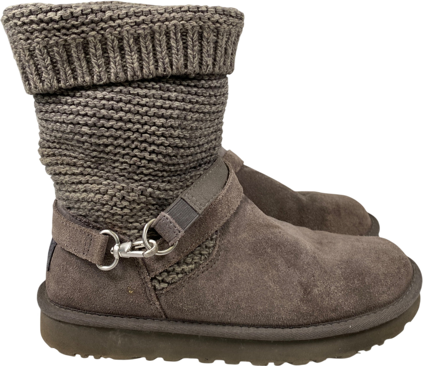 UGG Women’s Gray Purl Strap Knit Sweater Boots - 9