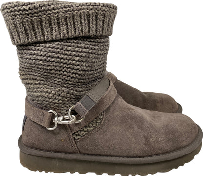 UGG Women’s Gray Purl Strap Knit Sweater Boots - 9
