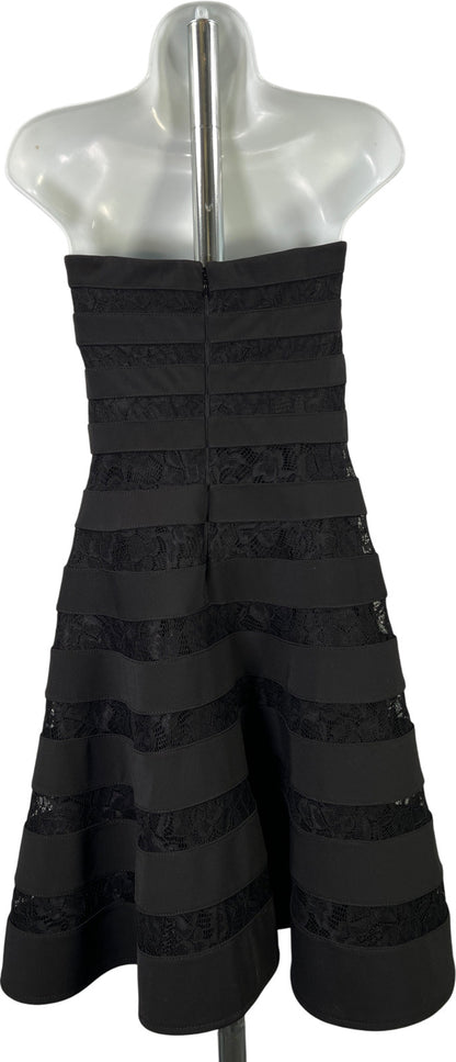 White House Black Market Women’s Black Lace Strapless A-Line Dress - 4