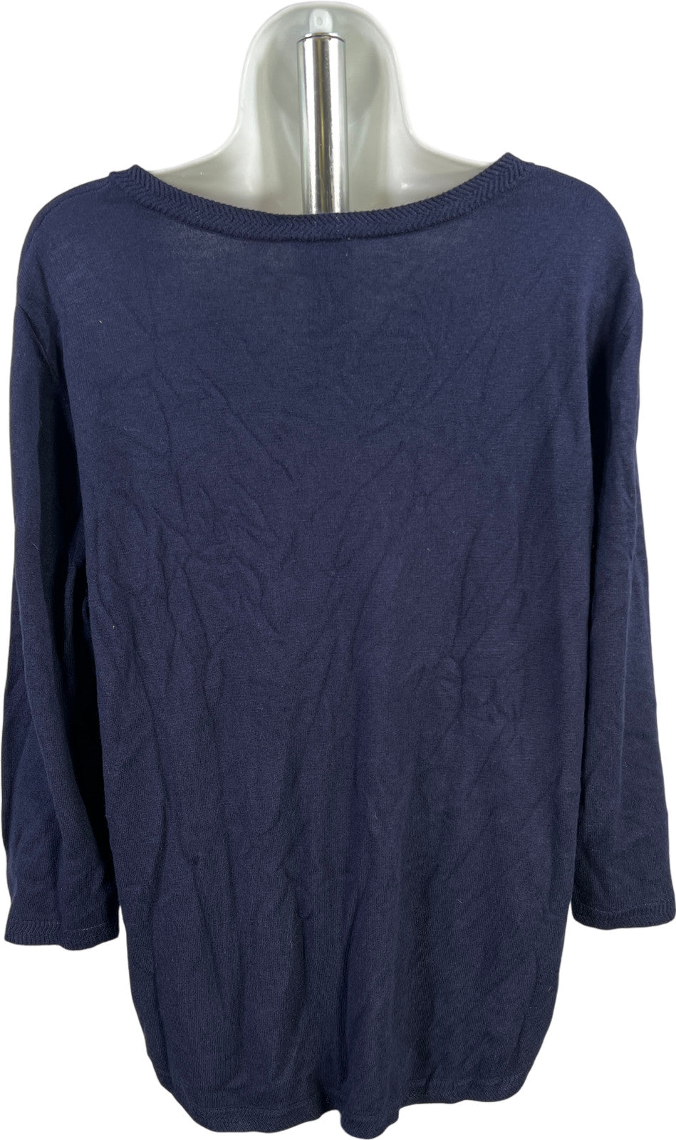 Chico’s Women’s Blue 3/4 Sleeve V-Neck Sweater - 3/US XL