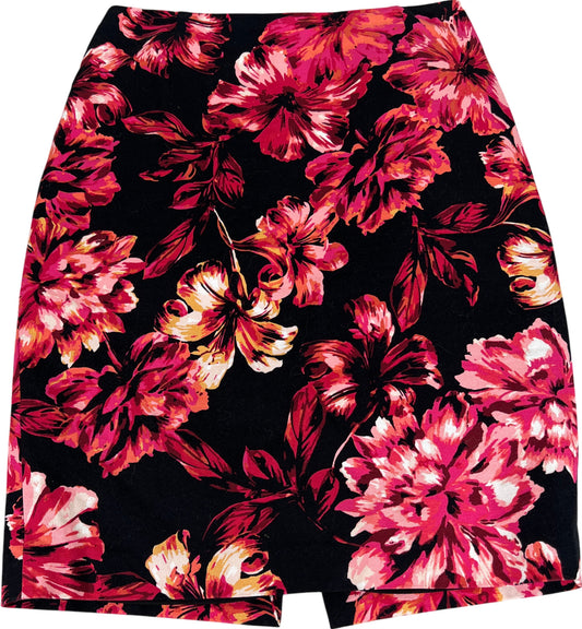 White House Black Market Women’s Black/Red Floral Pencil Skirt - 4