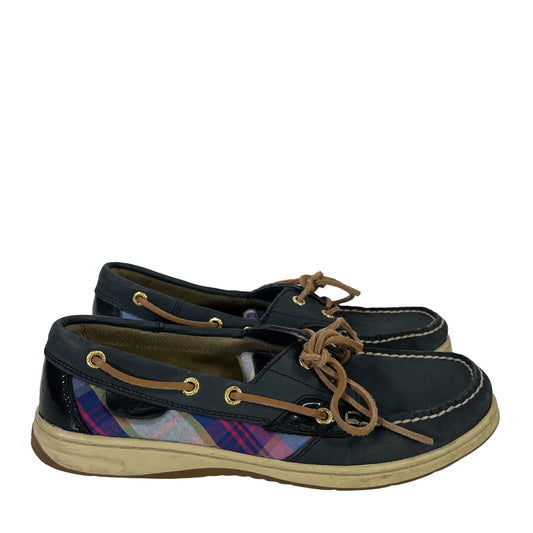 Sperry Women's Navy Blue Plaid Casual Boat Shoes - 9
