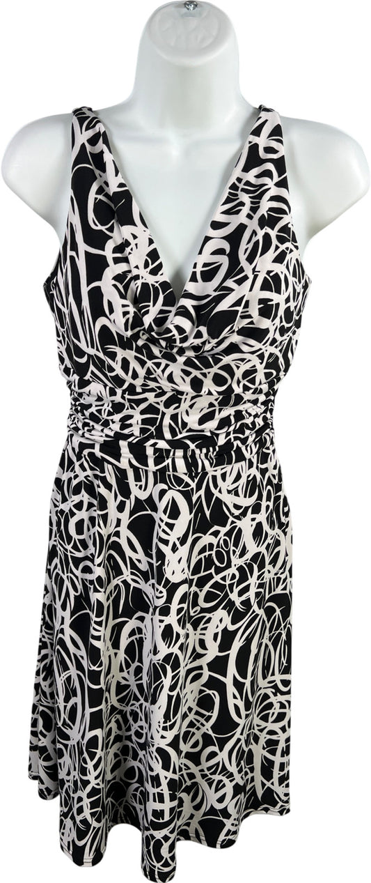 White House Black Market Women’s Black/White Sleeveless A-Line Dress - 0