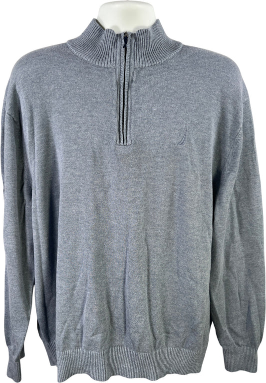 Nautica Men’s Blue Long Sleeve 1/4 Zip Pullover Sweater - 3XL