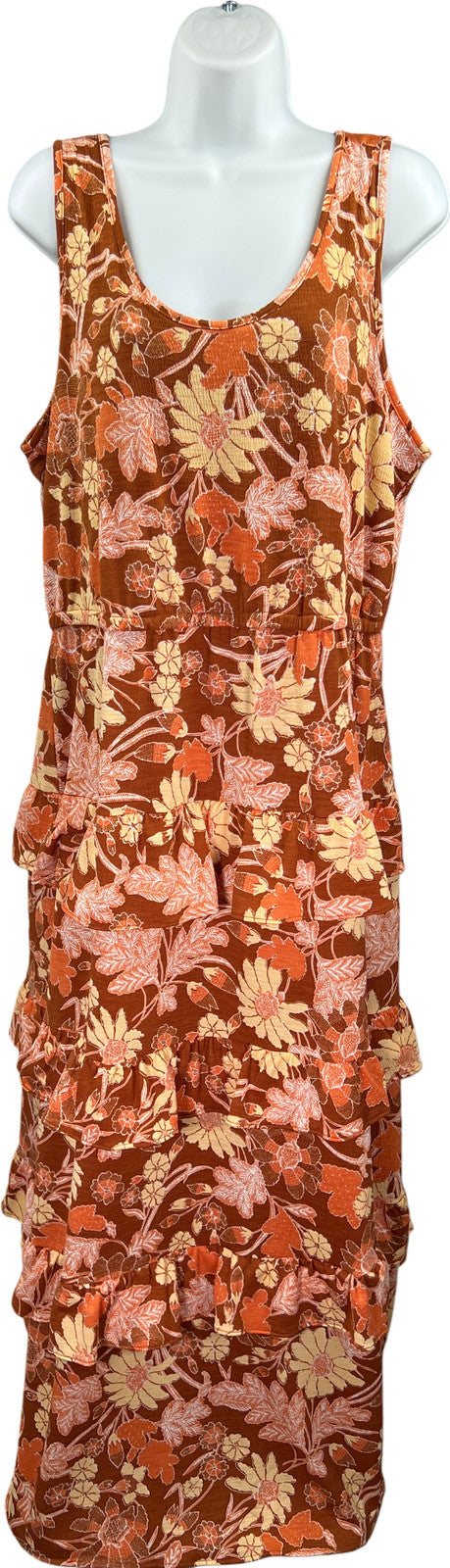NEW INC International Concepts Womens Orange Floral Sleeveless Tiered Dress -XXL