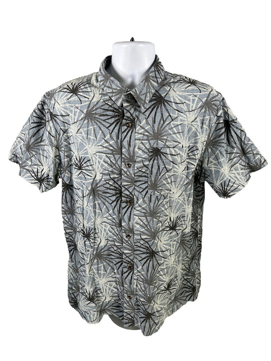 Travis Mathew Men's Blue Floral Short Sleeve Button Up Shirt - XL