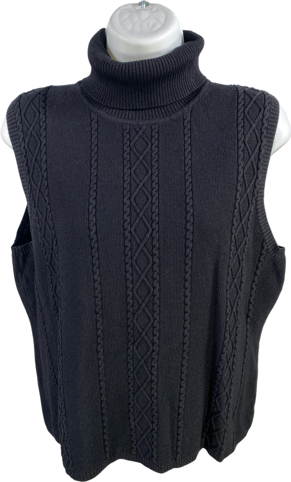 Grace Dane Lewis Women’s Black Cable Knit Sleeveless Sweater - Petite L