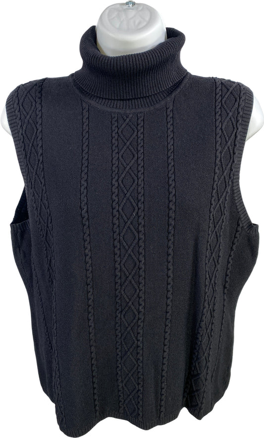 Grace Dane Lewis Women’s Black Cable Knit Sleeveless Sweater - Petite L