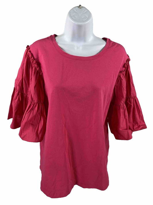 Chicos Women's Pink Knit 1/2 Tiered Sleeve Blouse - 1/M