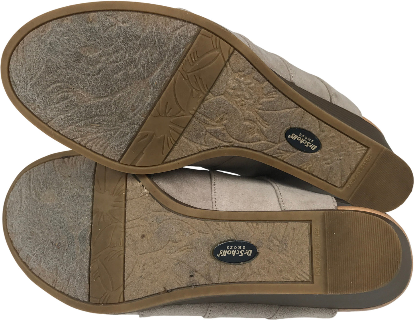 Dr. Schools Women’s Taupe Suede Court Peep Toe Wedge Sandals - 9.5