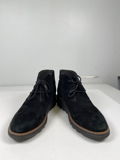 Clarks Collection Women’s Black Suede Sharon Wedge Ankle Boots - 8.5
