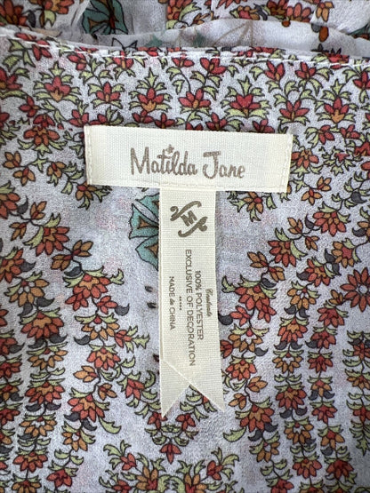 Matilda Jane Women's Multi-Color Floral Sheer Boho Top Blouse - M