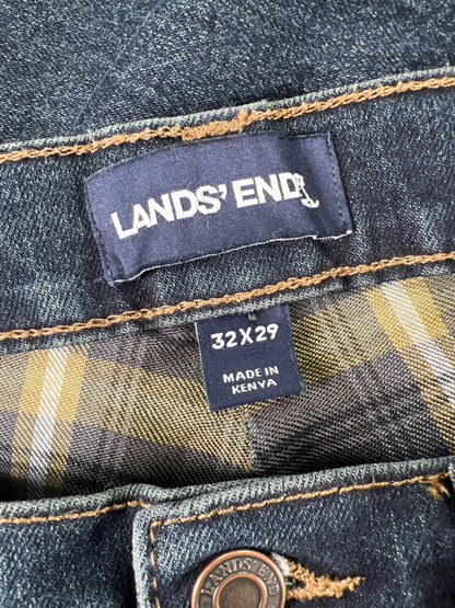 Lands End Men’s Dark Wash Flannel Lined Traditional Fit Denim Jeans - 32x29