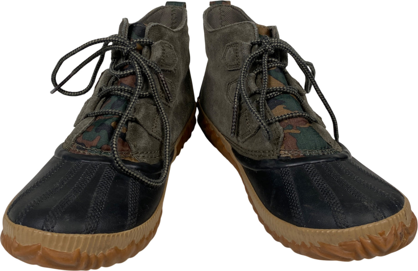 Sorel Women’s Green Camouflage Suede Out N About Canvas Rain Duck Boots - 9