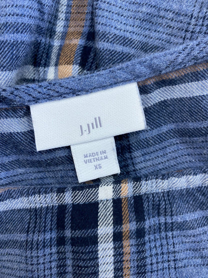 J.Jill Women’s Blue Plaid Soft 3/4 Sleeve Pullover Blouse - XS