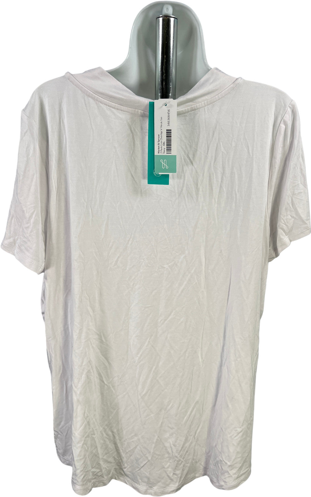 Market and Sprunce Women’s White Short Sleeve V-Neck T-Shirt - XXL