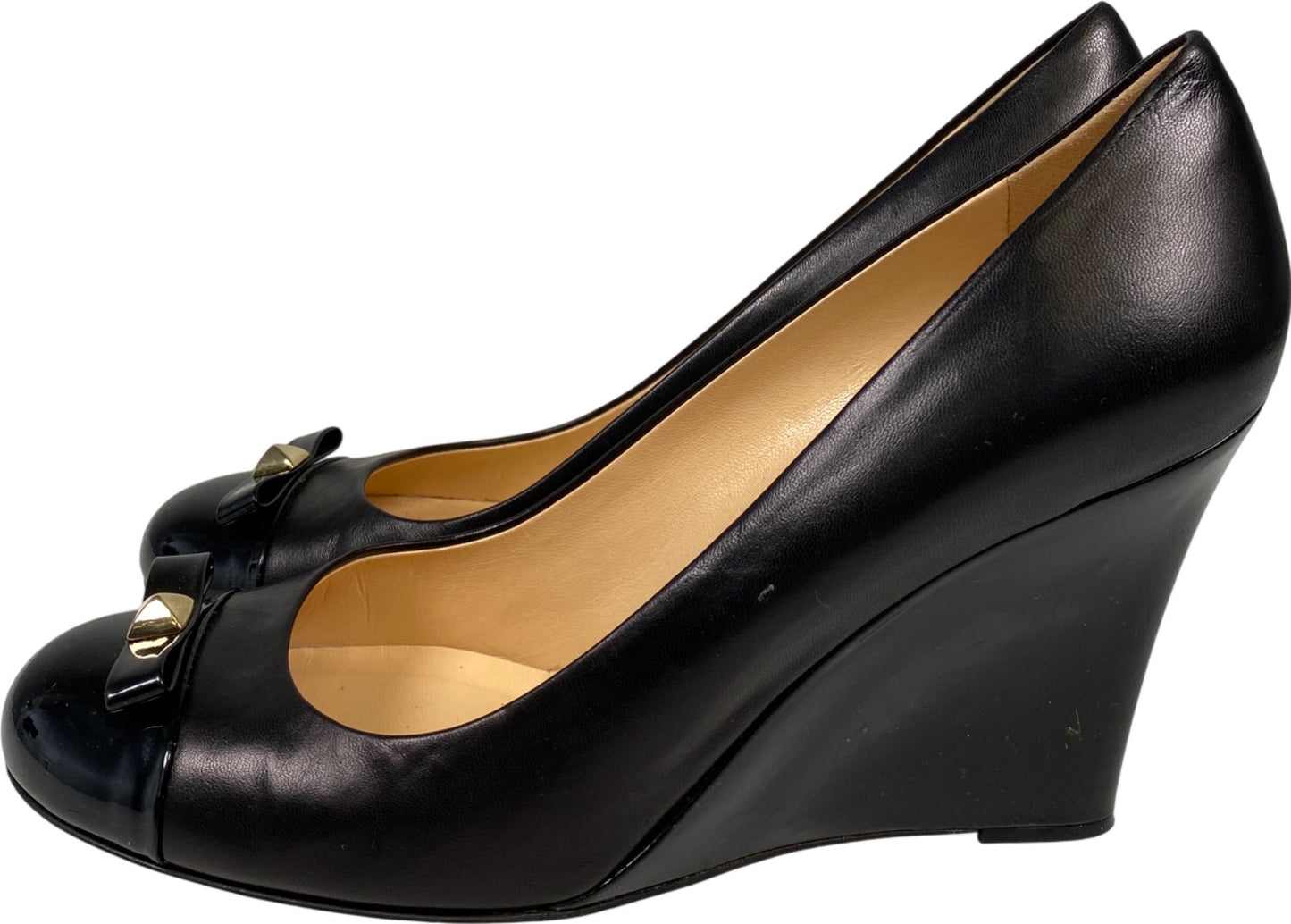 Kate Spade Women’s Black Leather Kandid Wedge Heels - 8