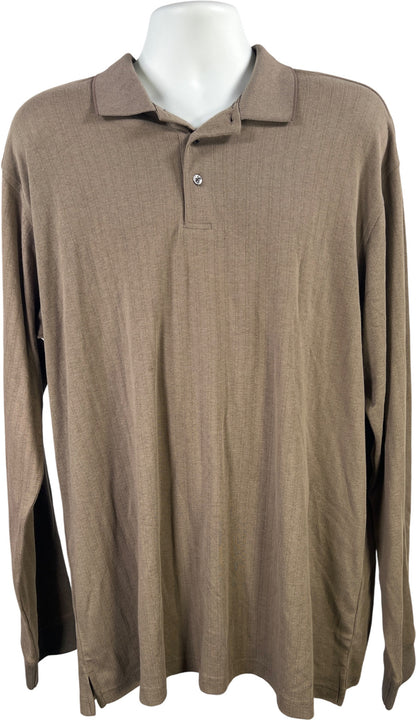 Van Heusen Studio Men’s Taupe/Gray Long Sleeve Polo Shirt - XL