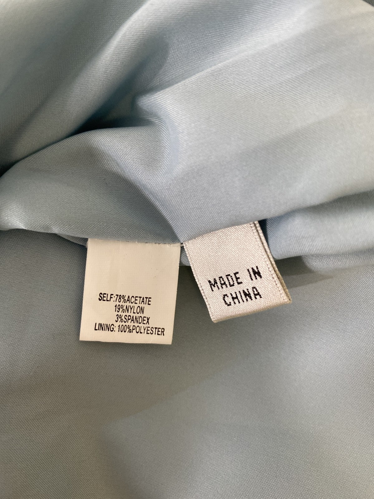 Kay Unger Women’s Blue Satin 1/2 Sleeve Sheath Dress - 10