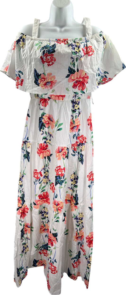 NEW Maison Tara Women’s White Floral Short Cold Shoulder Sundress - 6