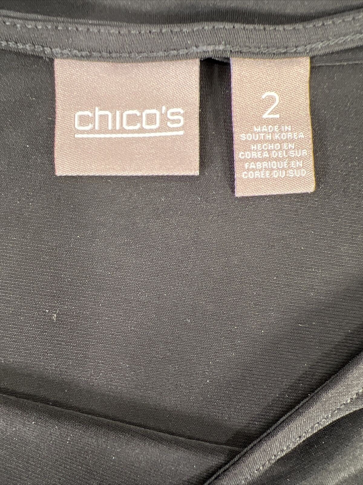 Chico's Women's Black Short Sleeve Stretch Top Shirt - 2/US L