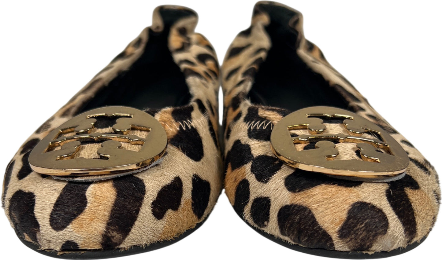 Tory Burch Women’s Brown Leopard Reva Print Ballet Flats - 37/US 6.5