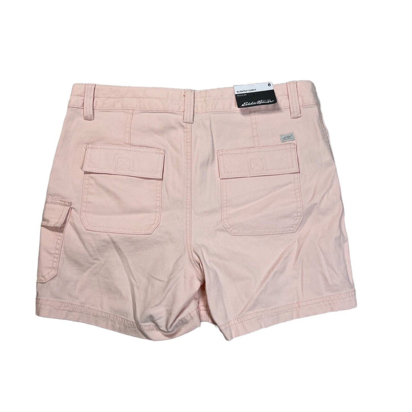 NEW Eddie Bauer Women's Pink Slightly Curvy Khaki Cargo Shorts - 8