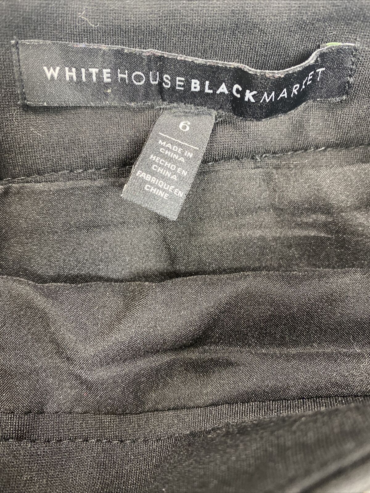 White House Black Market Women's Black Tweed Panel Pencil Skirt Sz 6